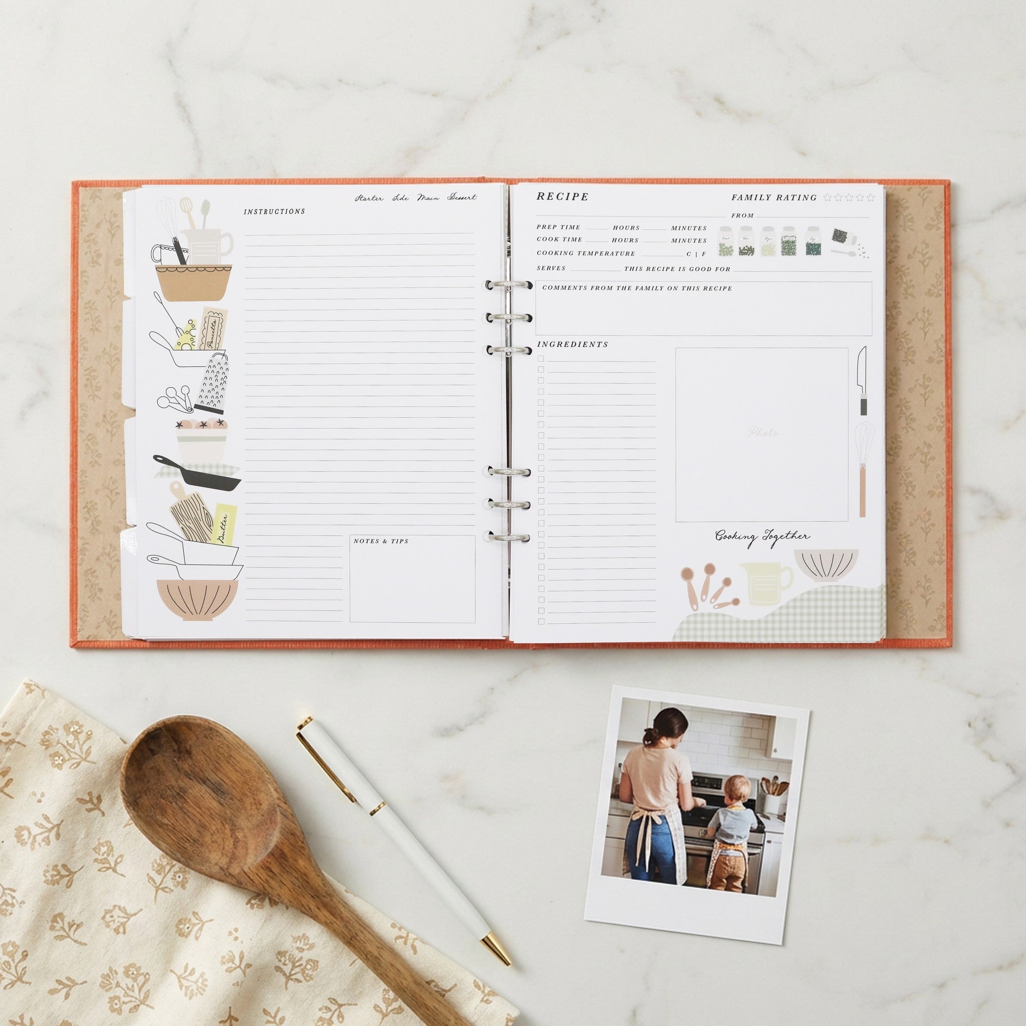 Cooking Together recipe book interior - recipe template spread
