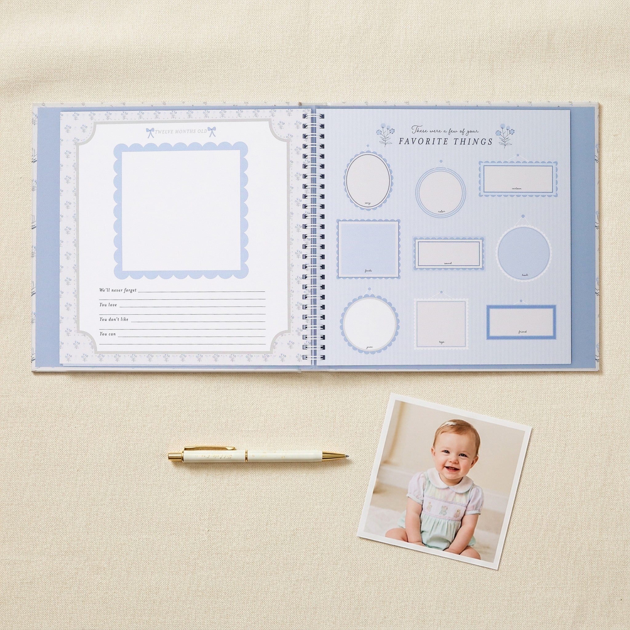 Little Goose Baby Memory Book — milestone and favorite things spread
