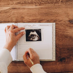 Lucy Darling Pregnancy Journal Attaching the sonogram to the first trimester page