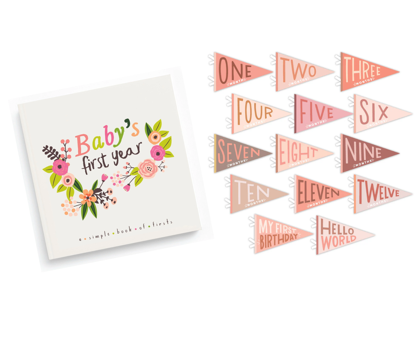 Little Artist  and Blushing Meadow  Pennant Set baby memory book — product shot