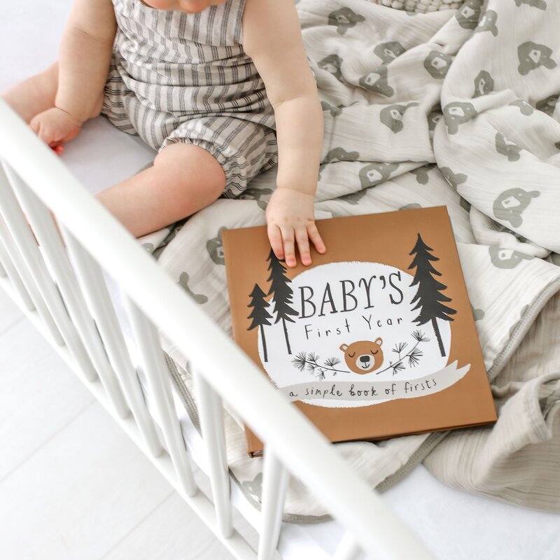 Little Camper  and  Set baby memory book — lifestyle photo with baby