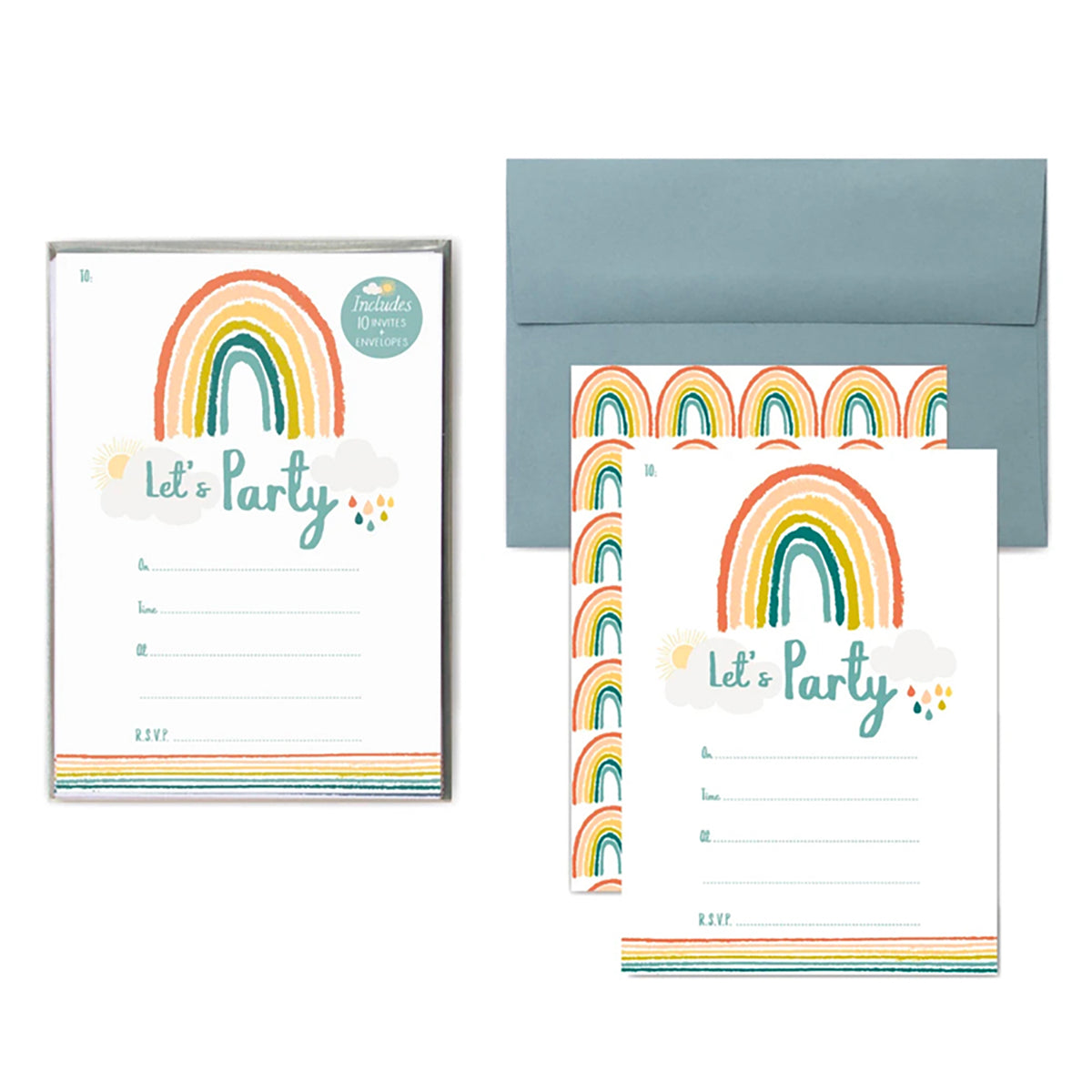 Boys Girls Birthday Party Invitations Little Rainbow