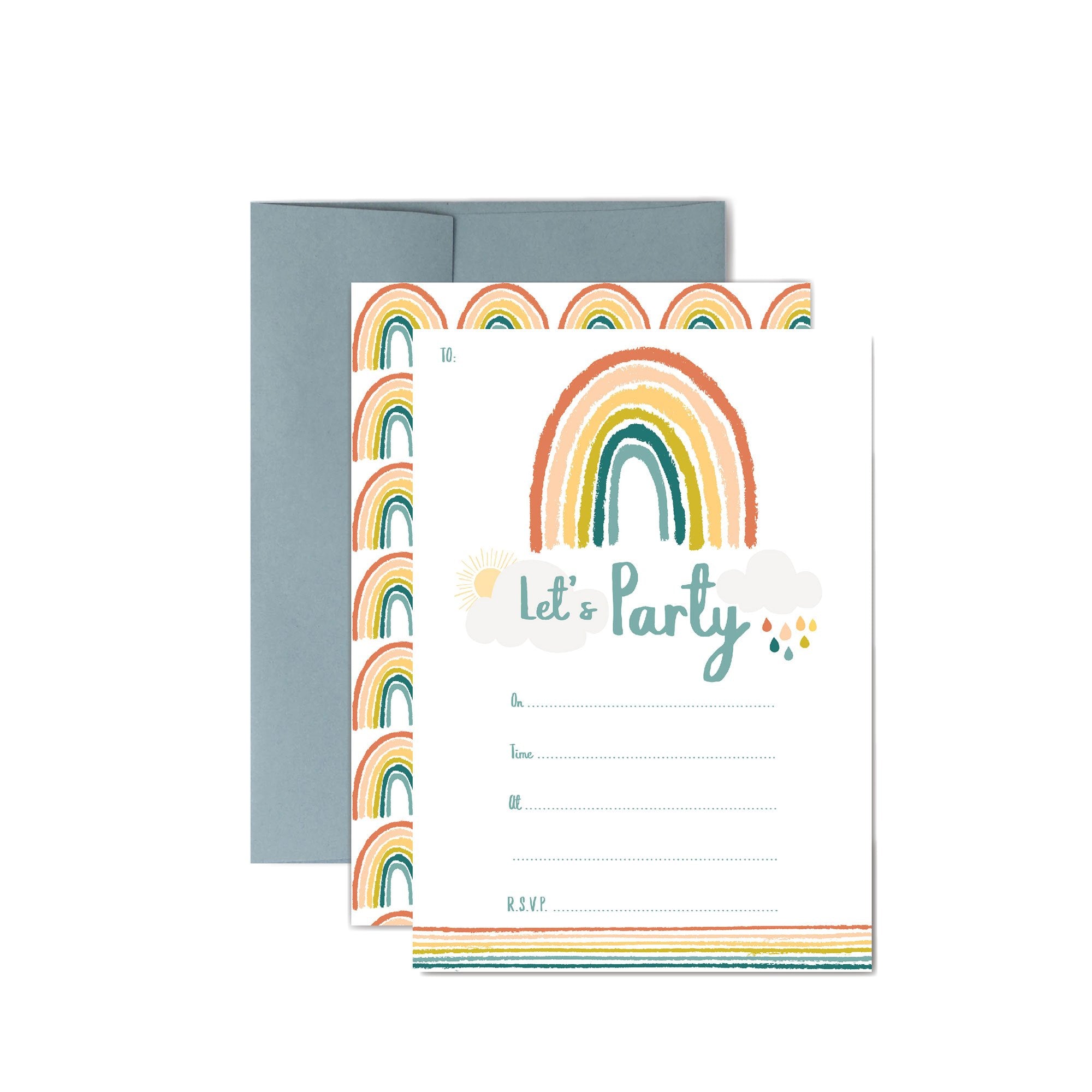 Boys Girls Birthday Party Invitations Little Rainbow