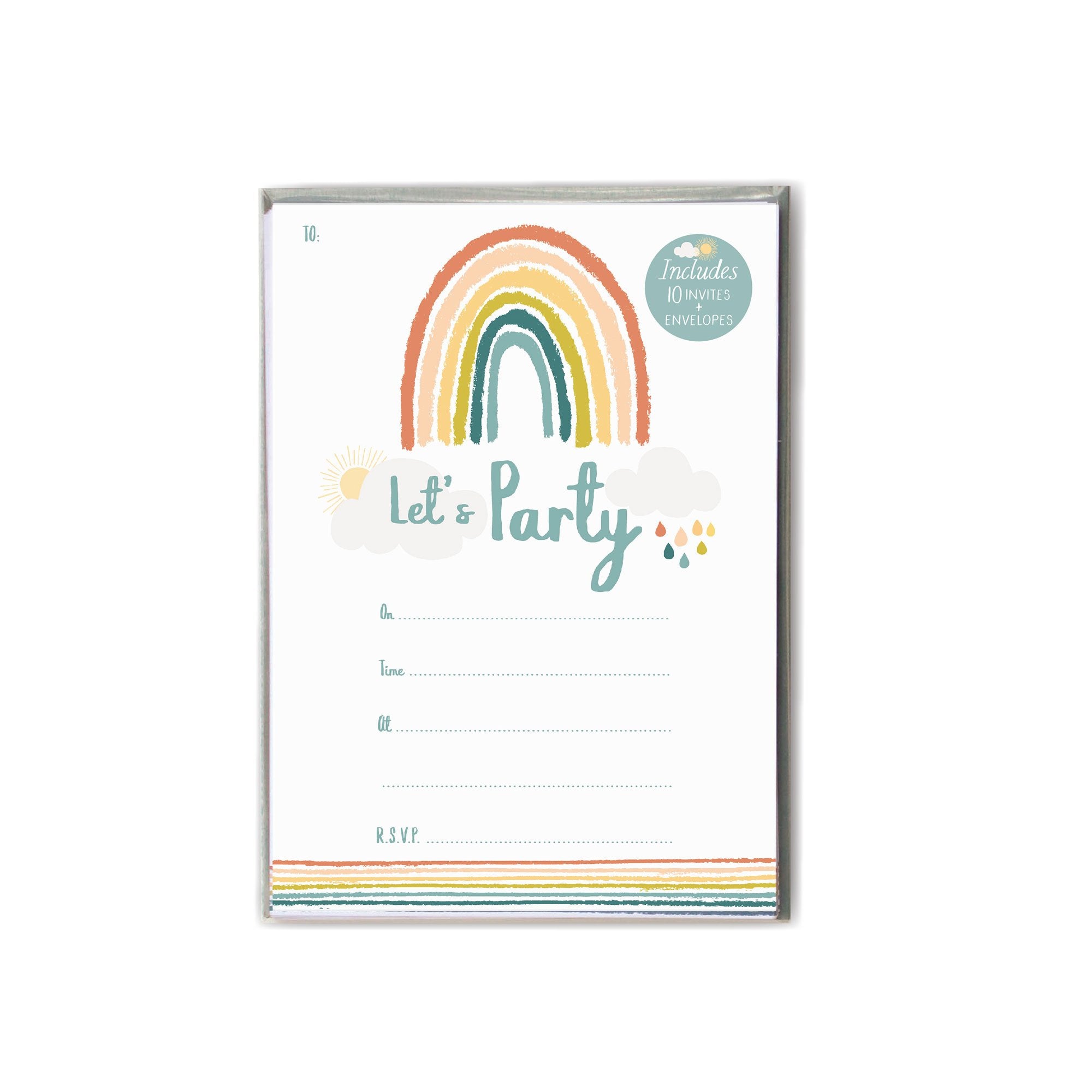 Boys Girls Birthday Party Invitations Little Rainbow